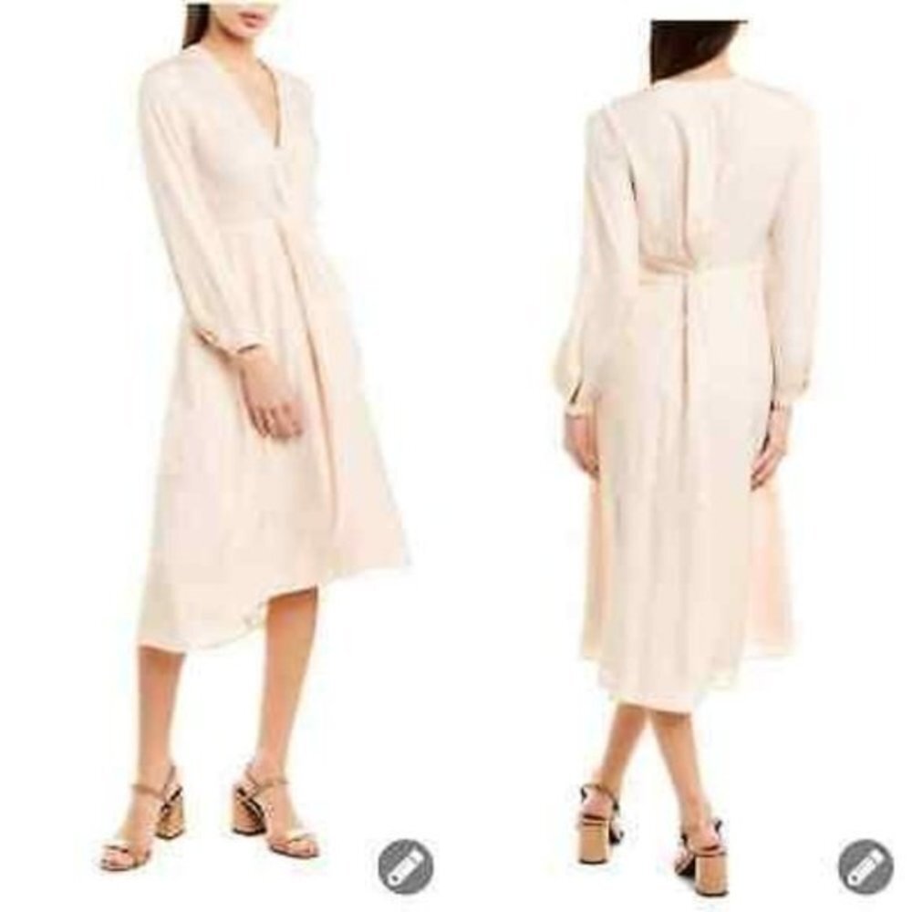 Vince Twist Drape Long Sleeve Dress in Oat Blush Size 6 - Picture 11 of 11